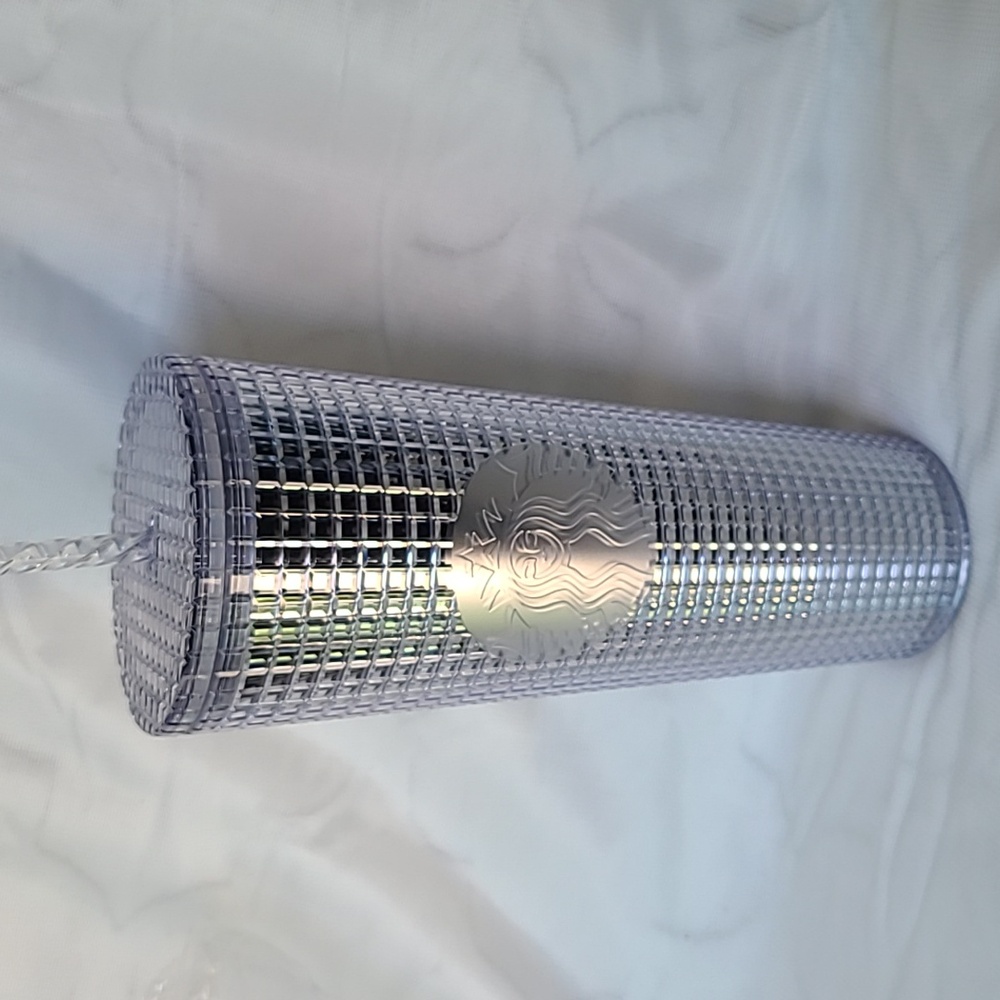 Starbucks Disco Cold Cup Tumbler Silver Grid Holiday 2020 Venti 24 Ounce